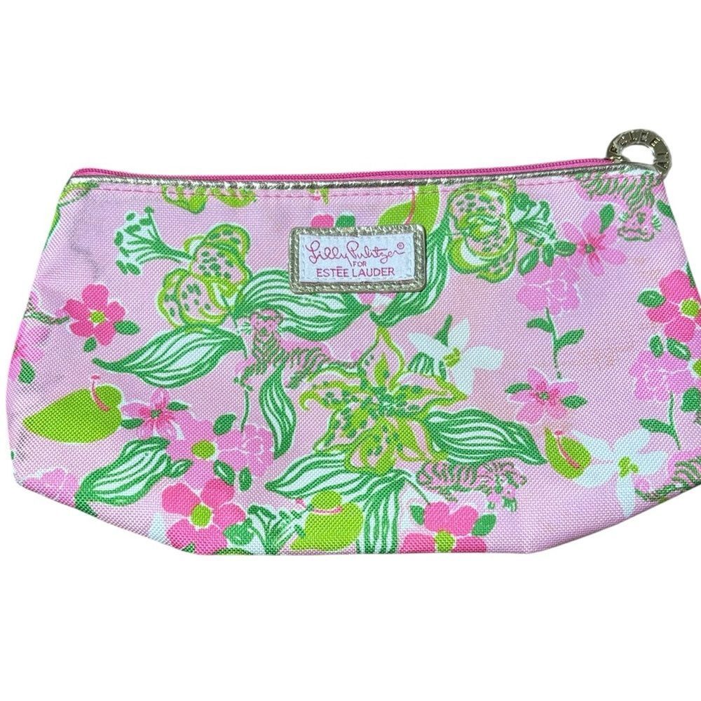 Lilly Pulitzer x Estée Lauder cosmetic bag vibrant floral tiger‎ makeup